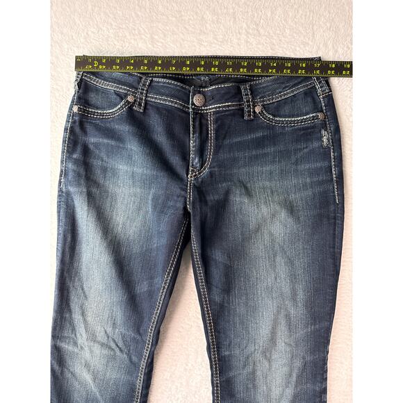 Silver Jeans Suki Super Mid Super Skinny 34x29 Dark Wash Thick Stitch - Picture 4 of 9